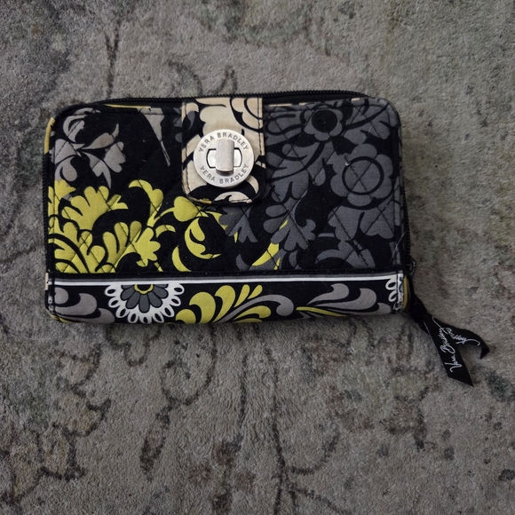 Vera Bradley Black and Yellow Floral Wallet - Picture 2 of 4